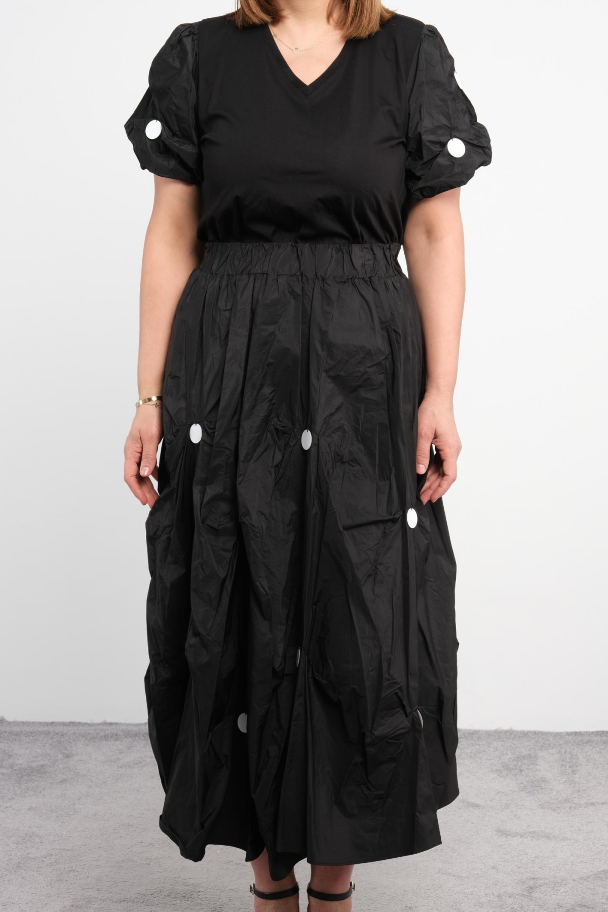 Plus Size Blouse and Skirt Set-Black