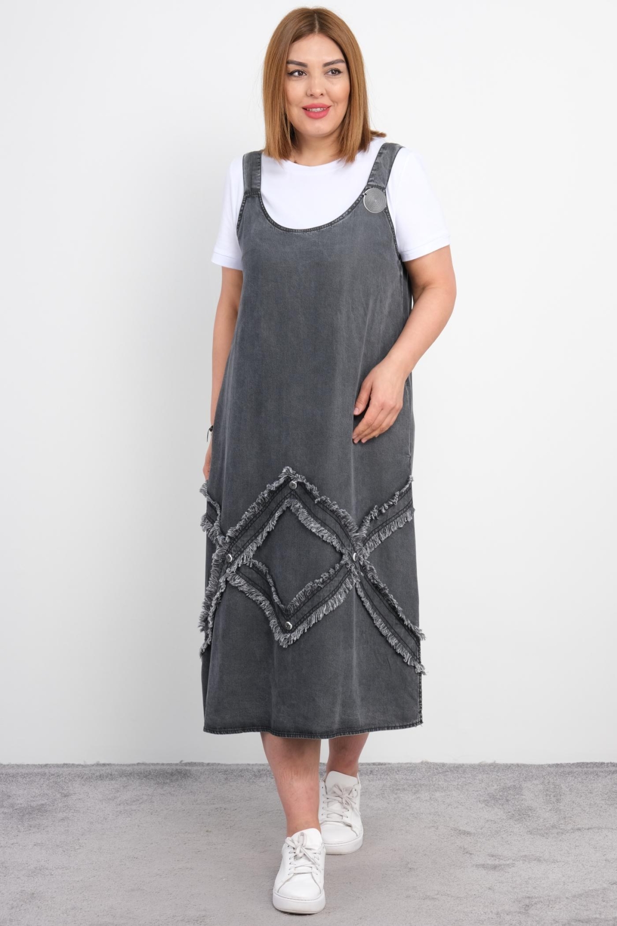 Plus Size Denim Dress-Black