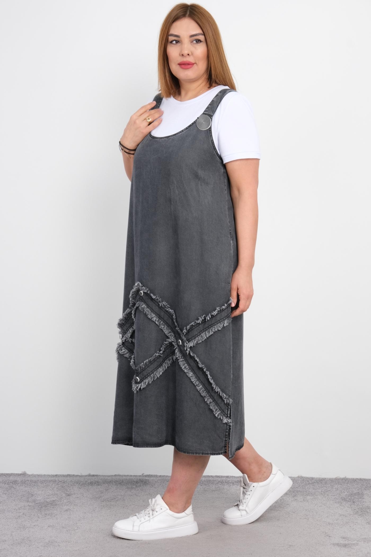 Plus Size Denim Dress-Black