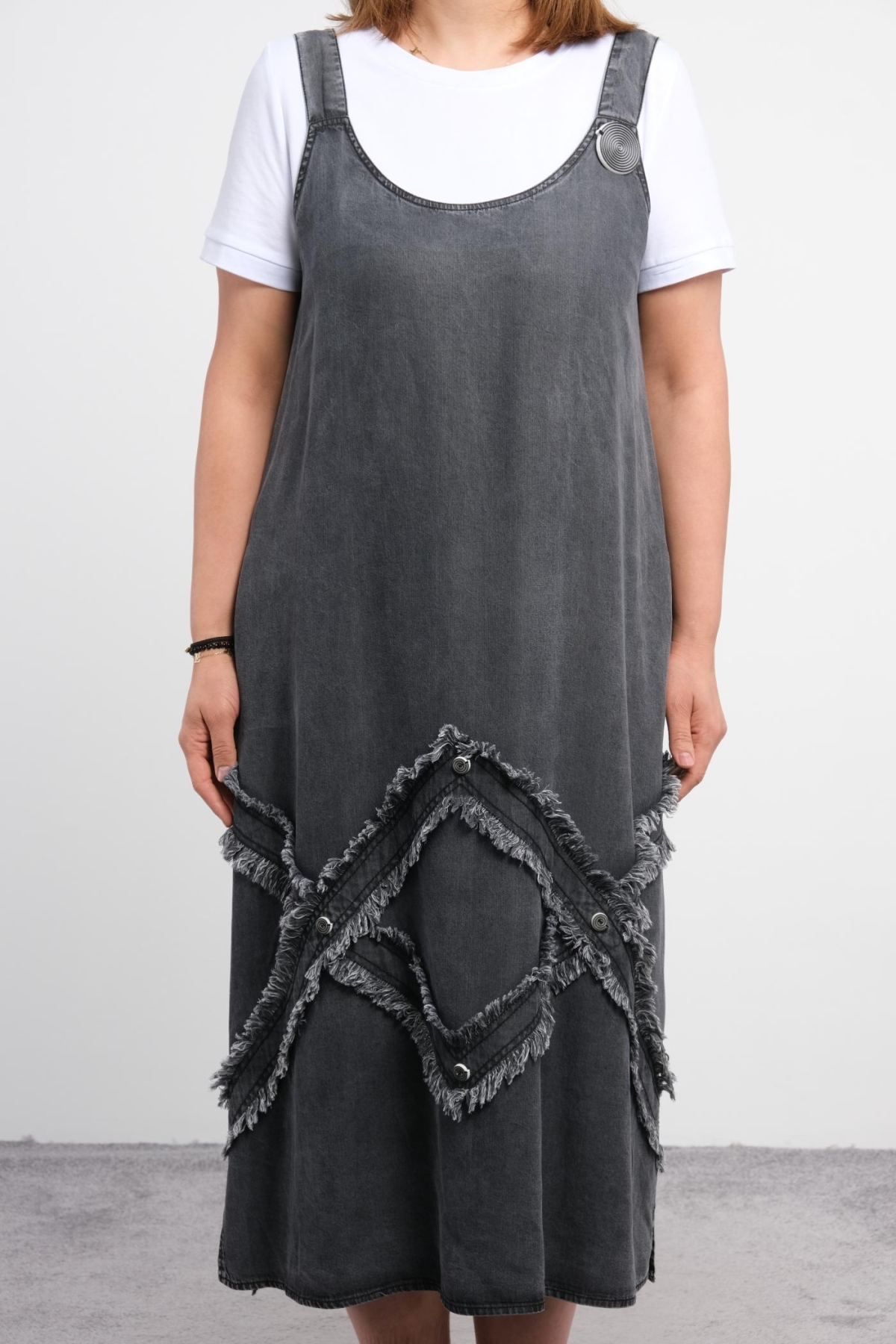 Plus Size Denim Dress-Black