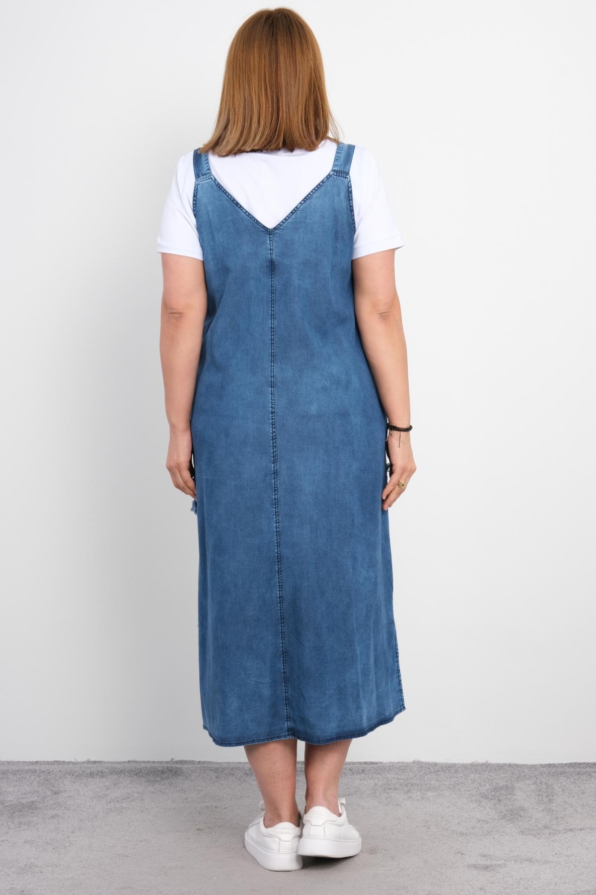 Plus Size Denim Dress-Blue