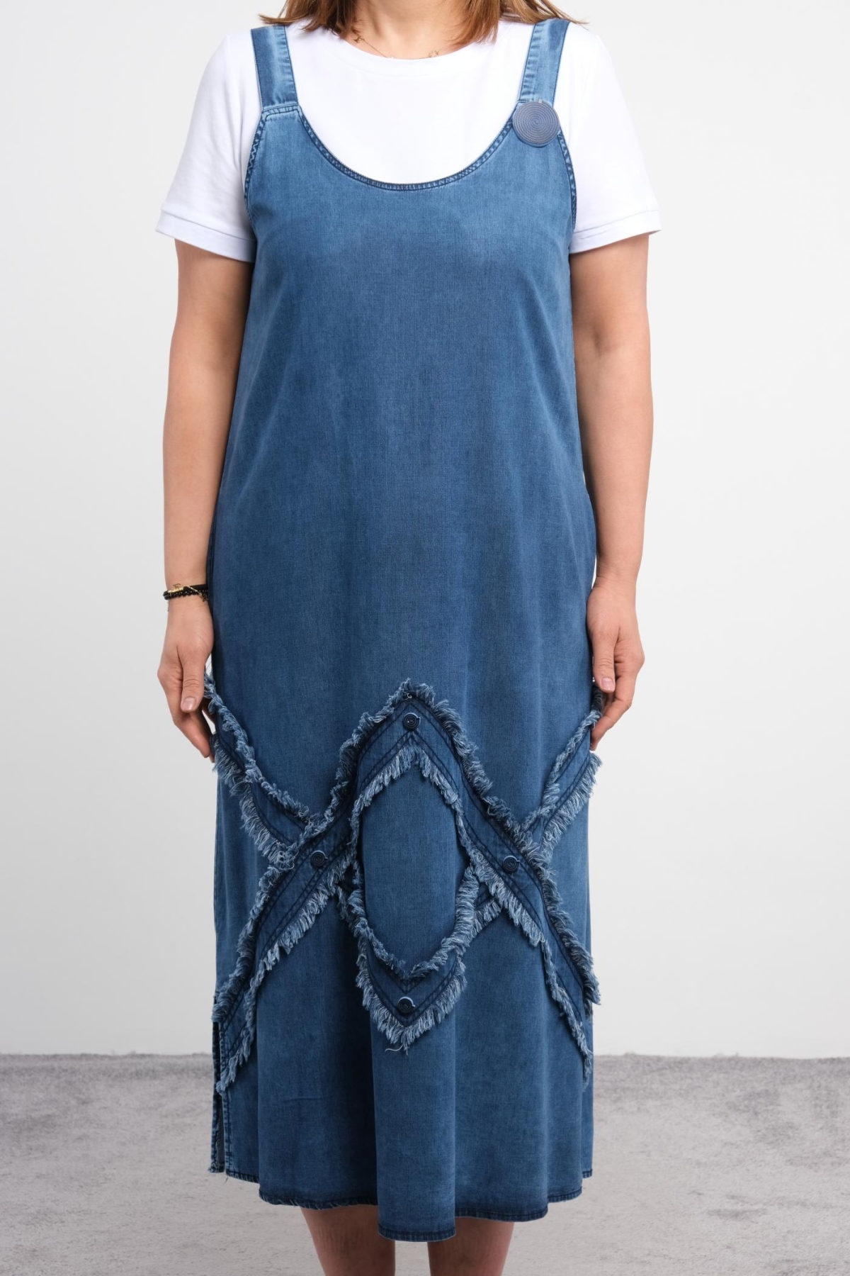 Plus Size Denim Dress-Blue