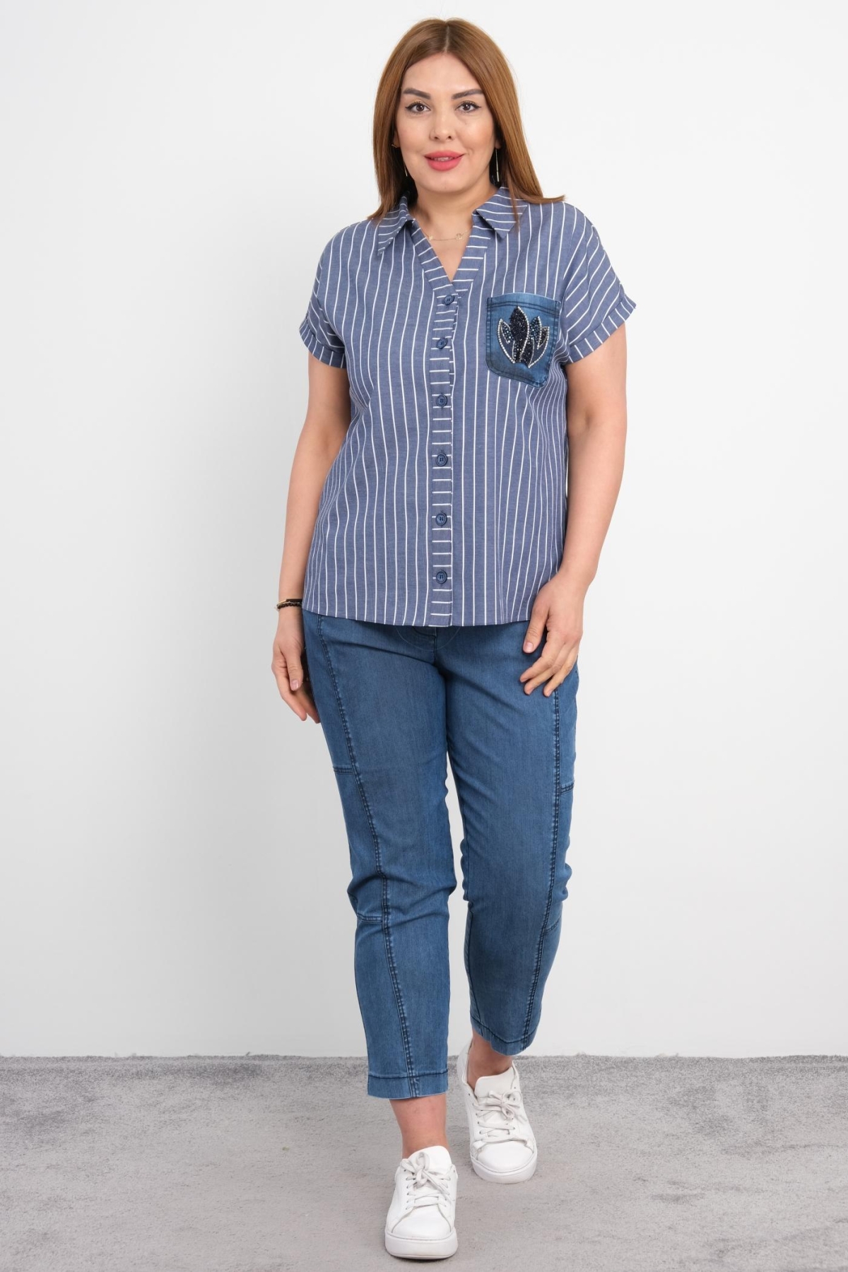 Plus Size Womens Two-Piece Sports Set-Dark Blue