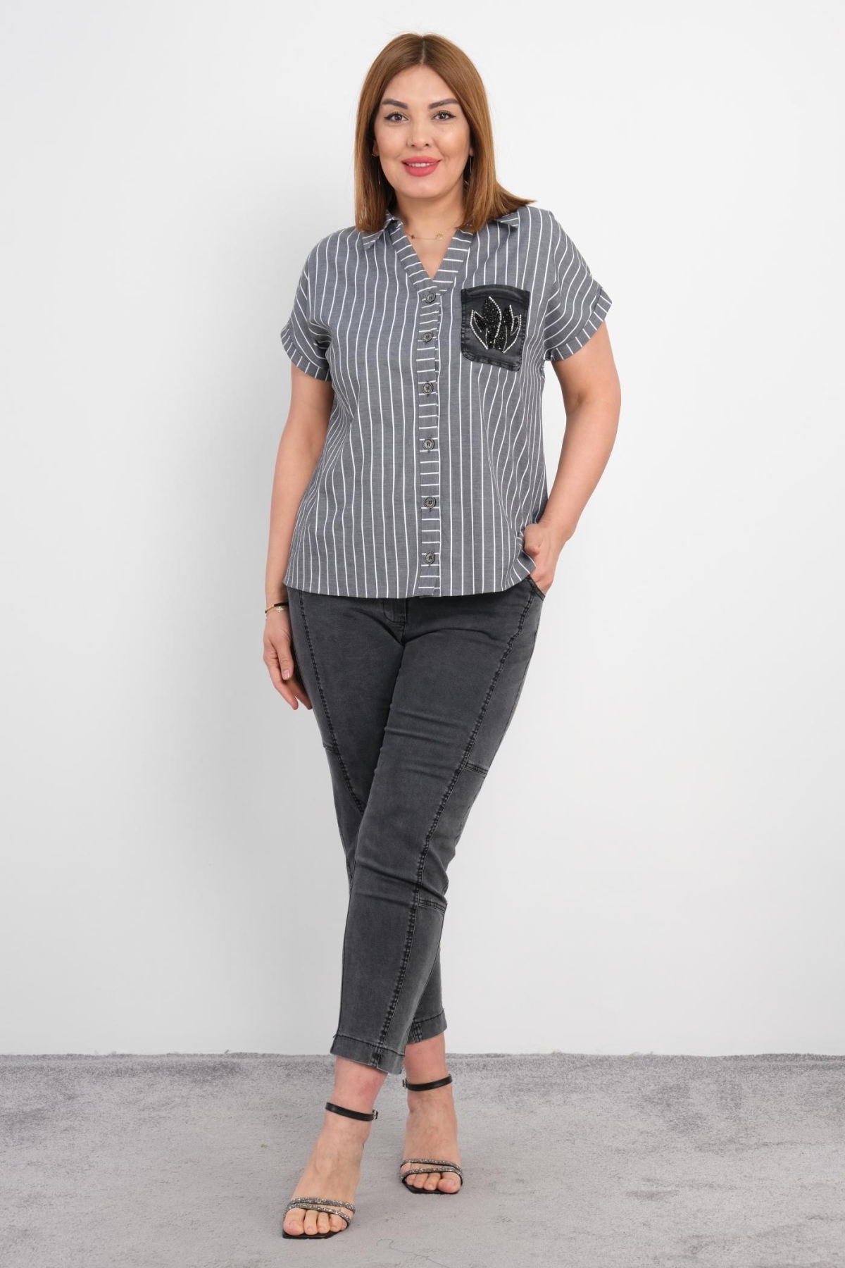 Plus Size Womens Two-Piece Sports Set-Grey