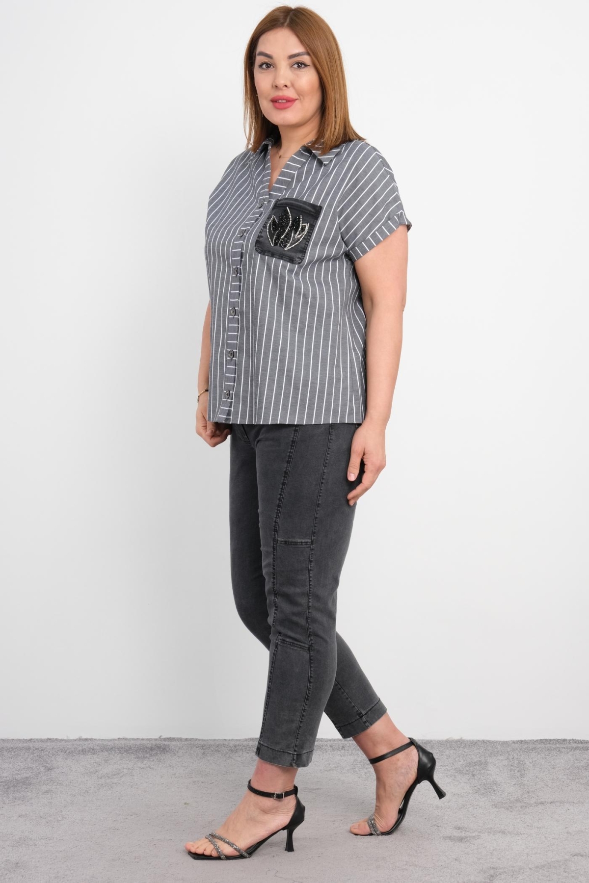 Plus Size Womens Two-Piece Sports Set-Grey