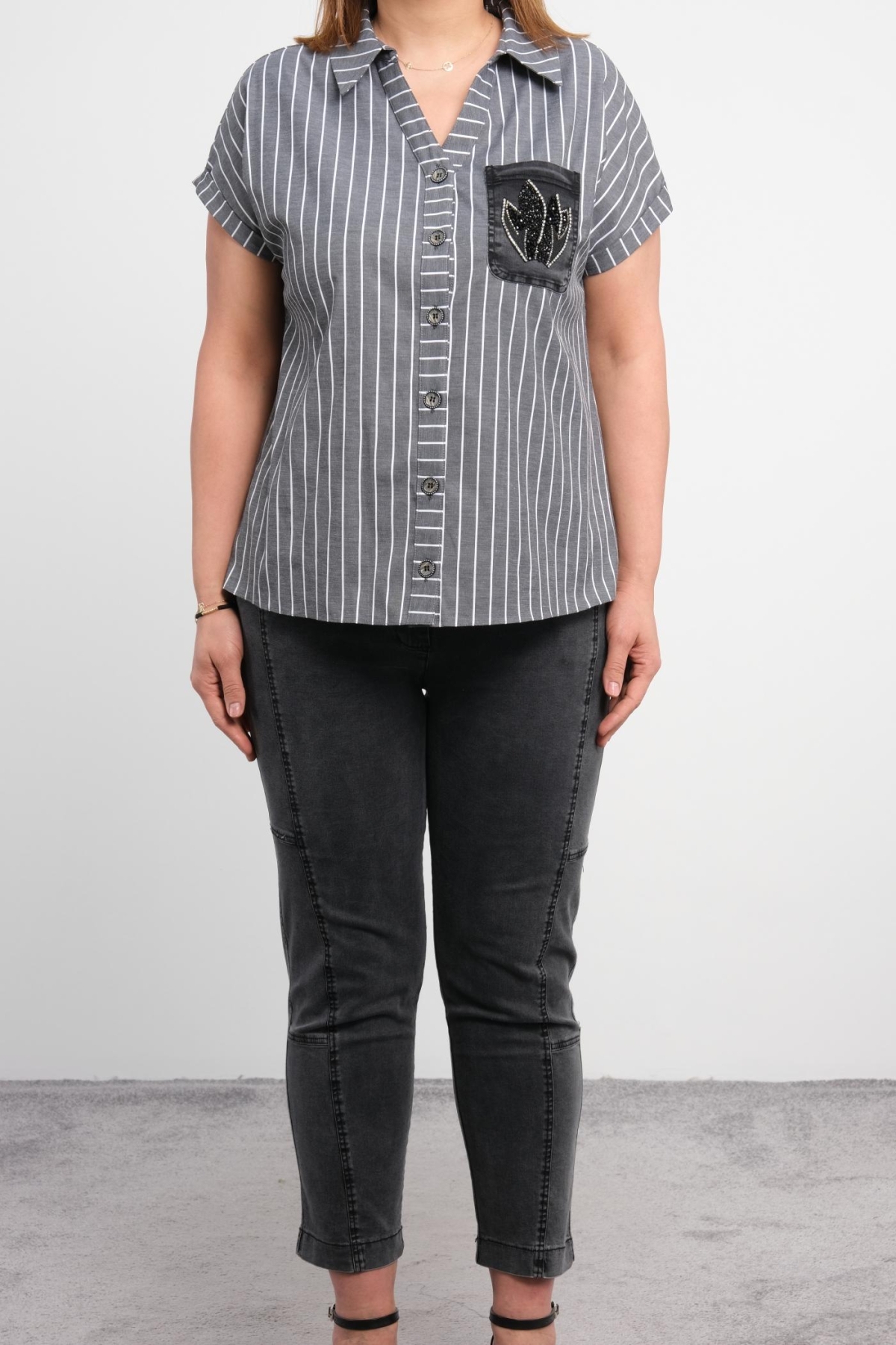 Plus Size Womens Two-Piece Sports Set-Grey