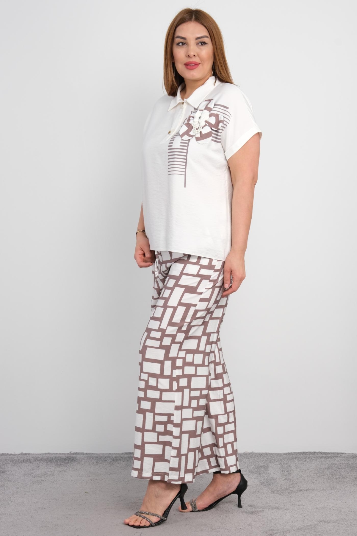 Plus Size Two-Piece Set-Beige