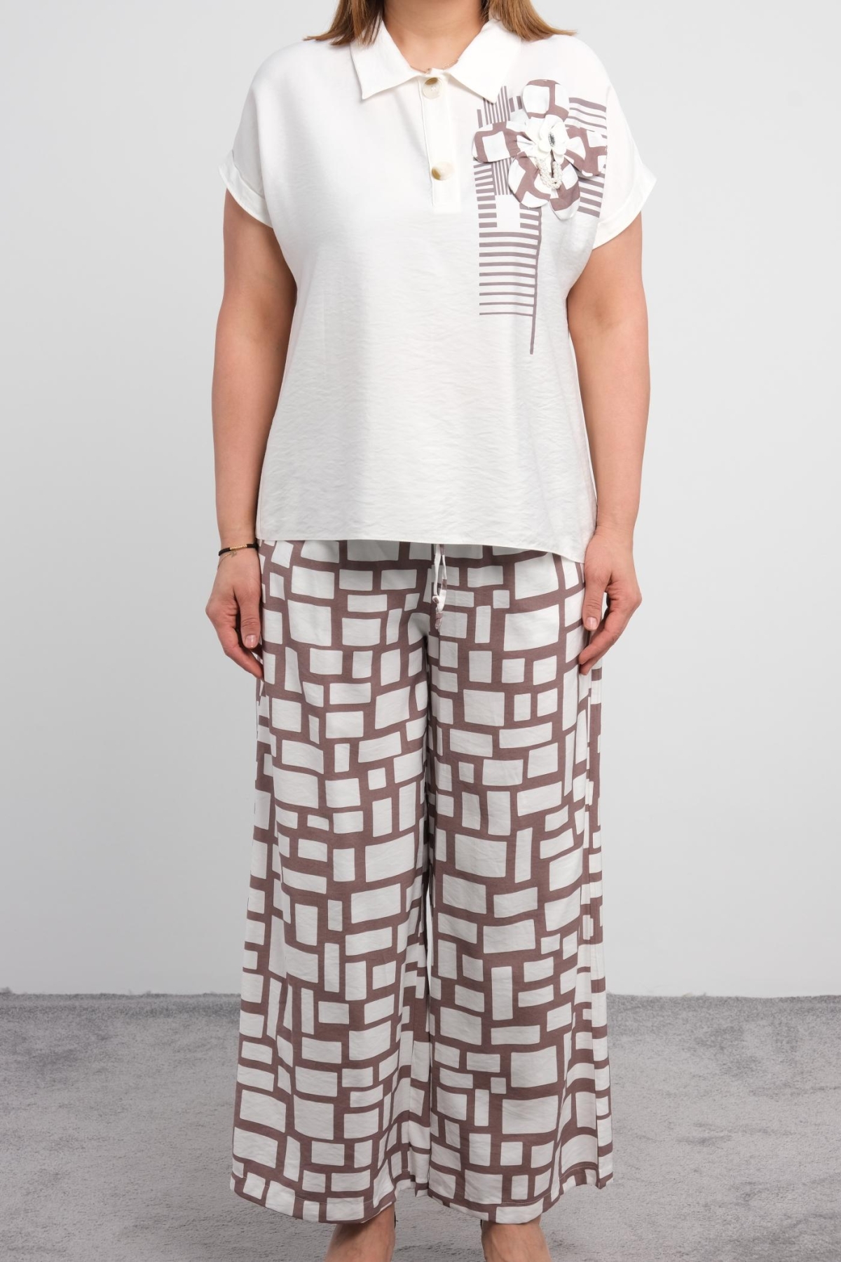 Plus Size Two-Piece Set-Beige