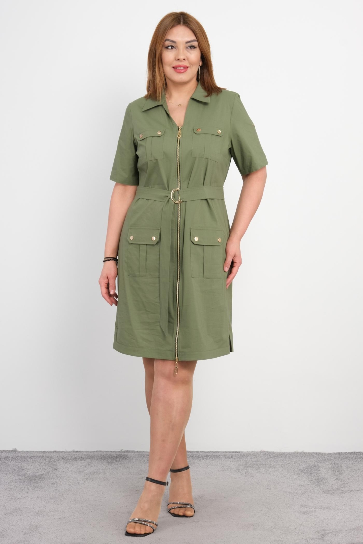Plus Size Sports Dress-Khaki