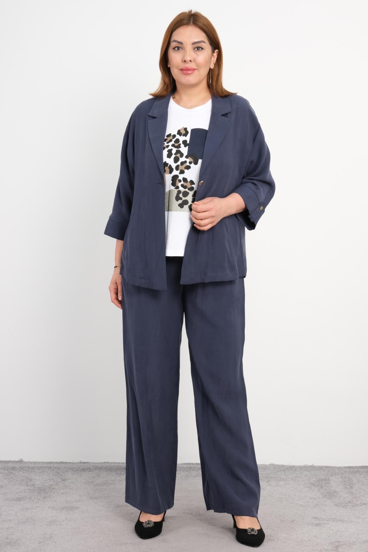 Plus Size Three-Piece Set-Dark Blue