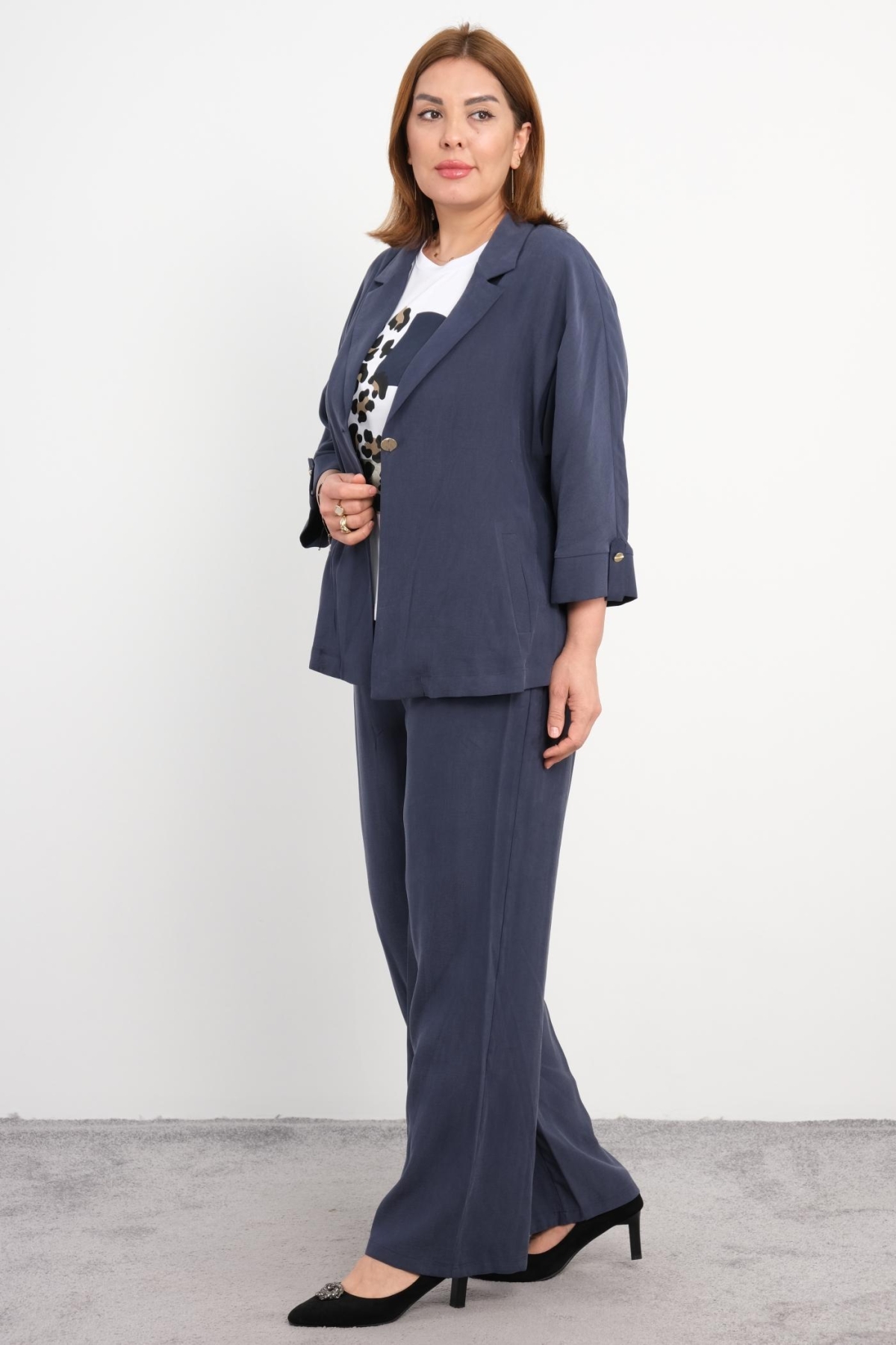 Plus Size Three-Piece Set-Dark Blue