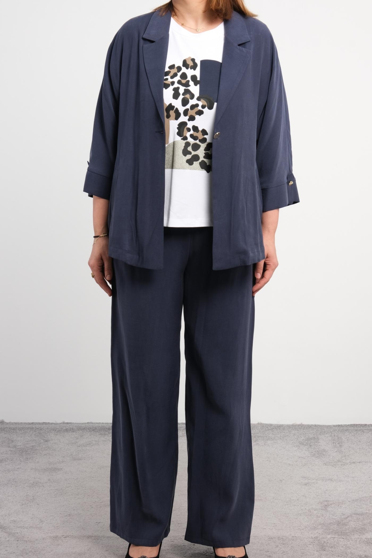 Plus Size Three-Piece Set-Dark Blue