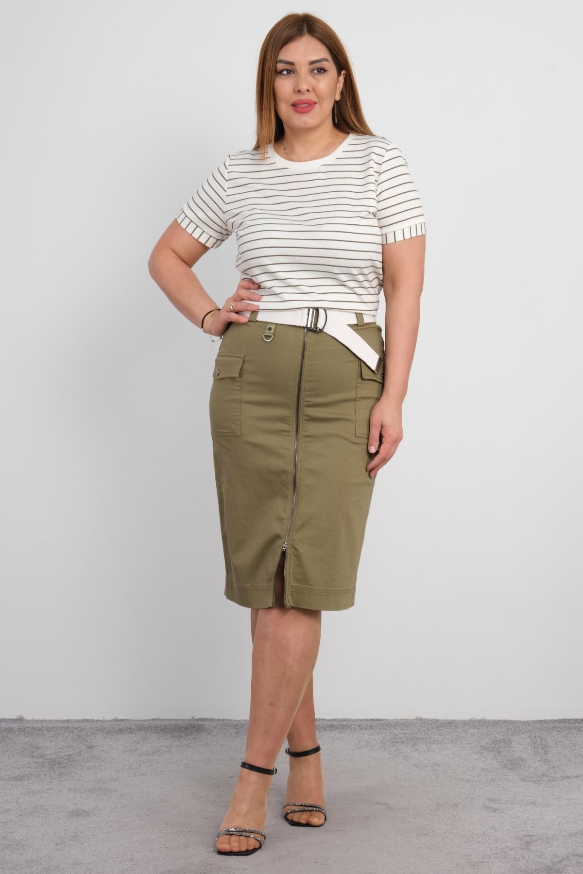Blouse and Skirt Set-Khaki