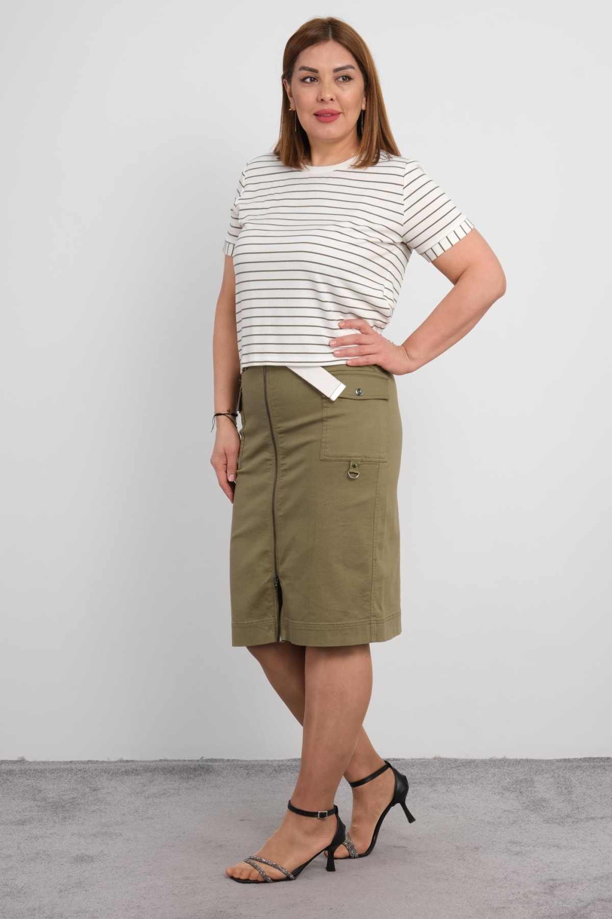 Blouse and Skirt Set-Khaki
