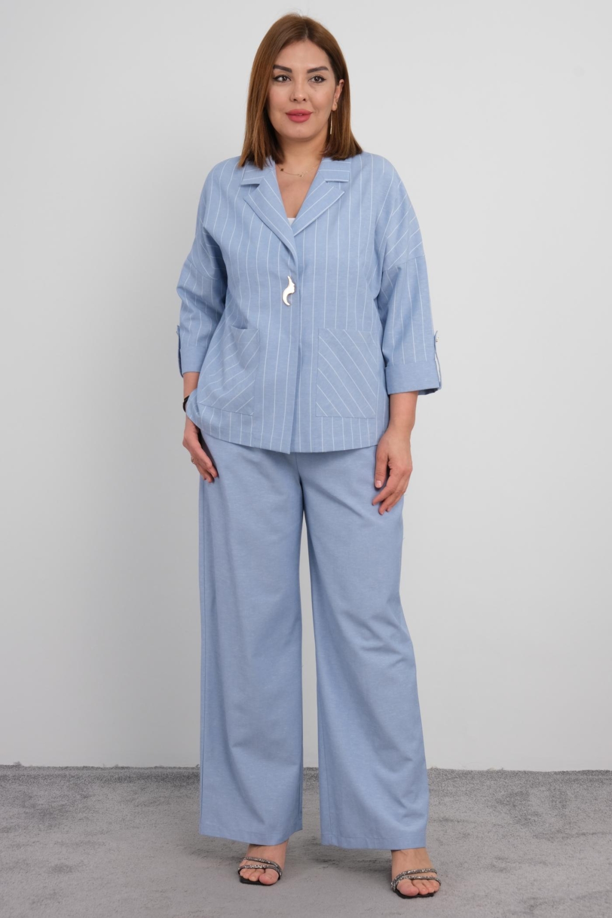 Plus Size Two-Piece Set-Blue