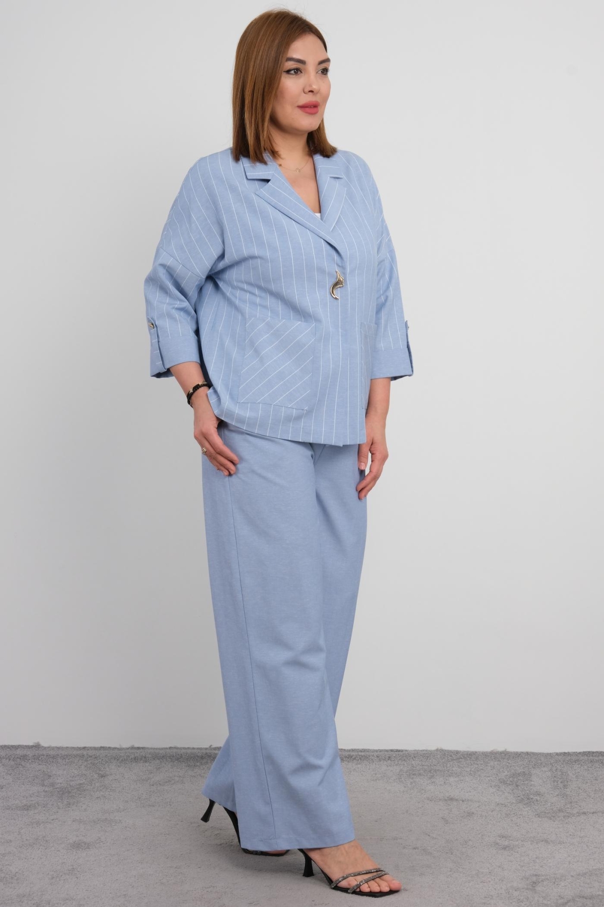 Plus Size Two-Piece Set-Blue