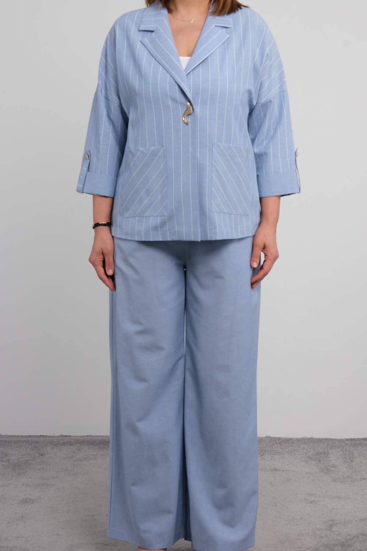 Plus Size Two-Piece Set-Blue