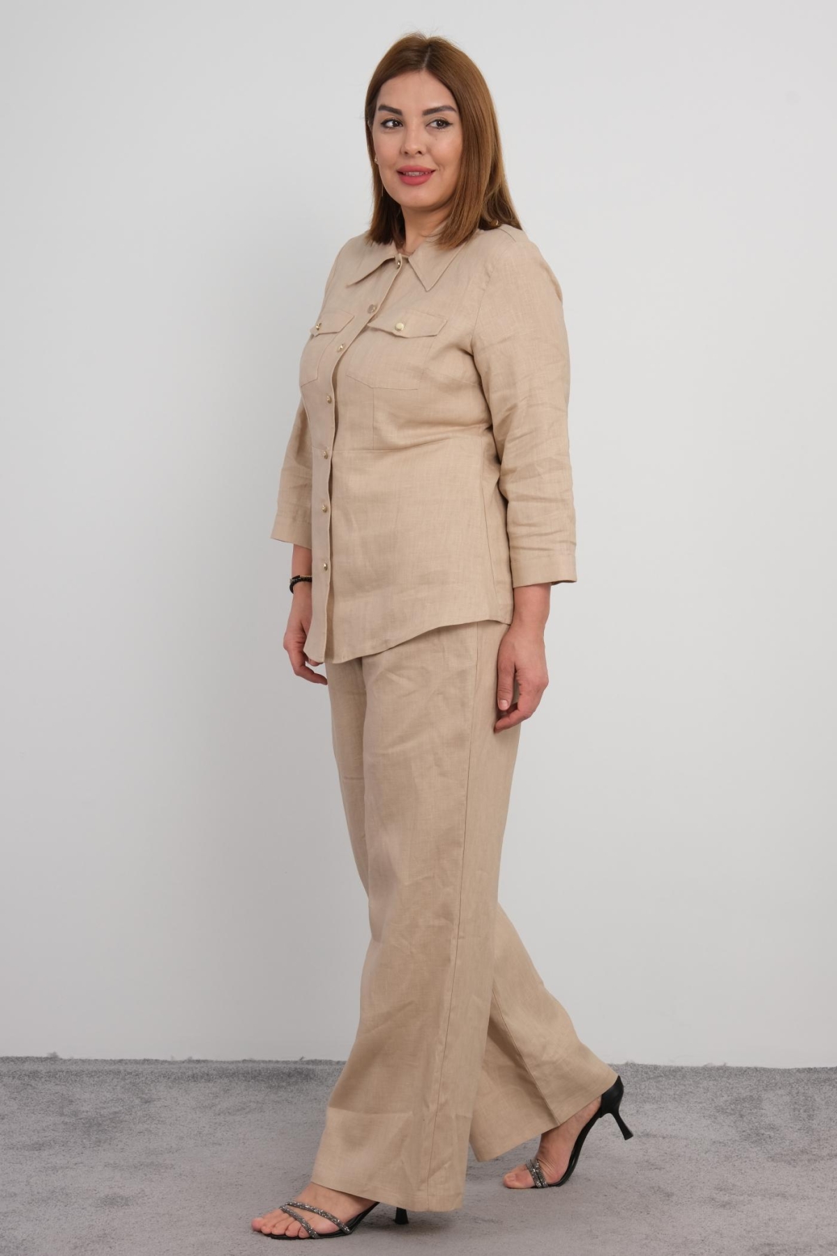 Plus Size Two-Piece Set-Beige