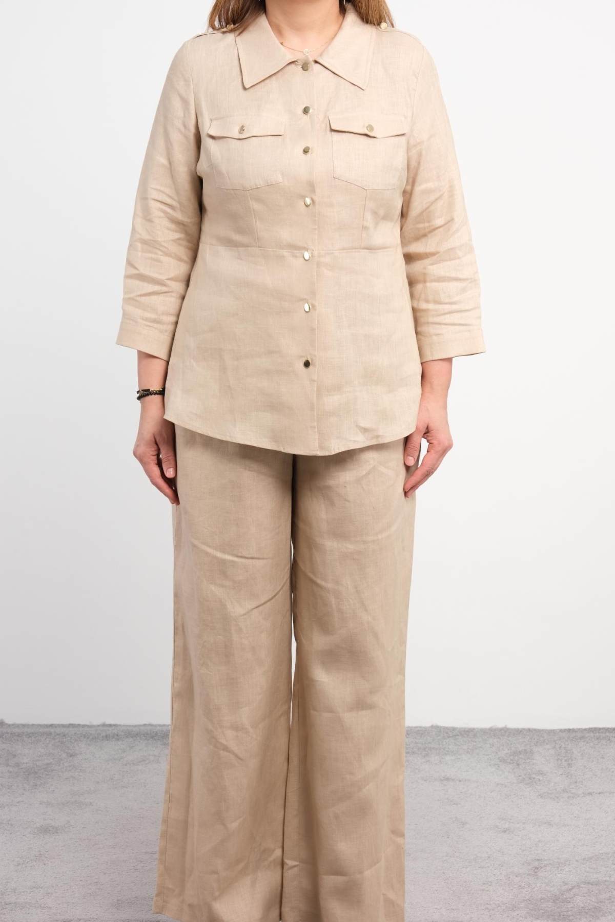 Plus Size Two-Piece Set-Beige
