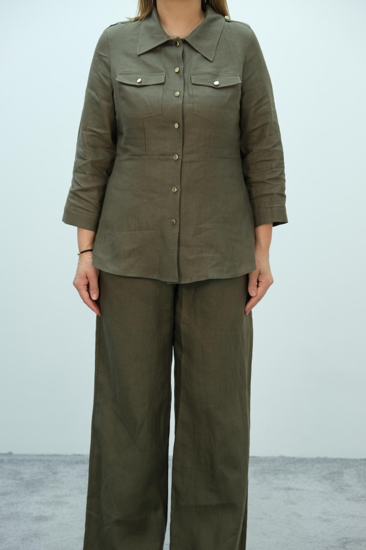 Plus Size Two-Piece Set-Khaki