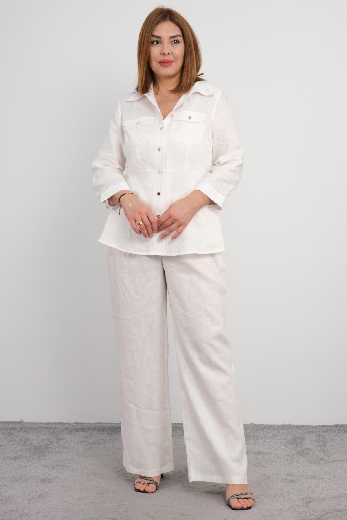 Plus Size Two-Piece Set-White