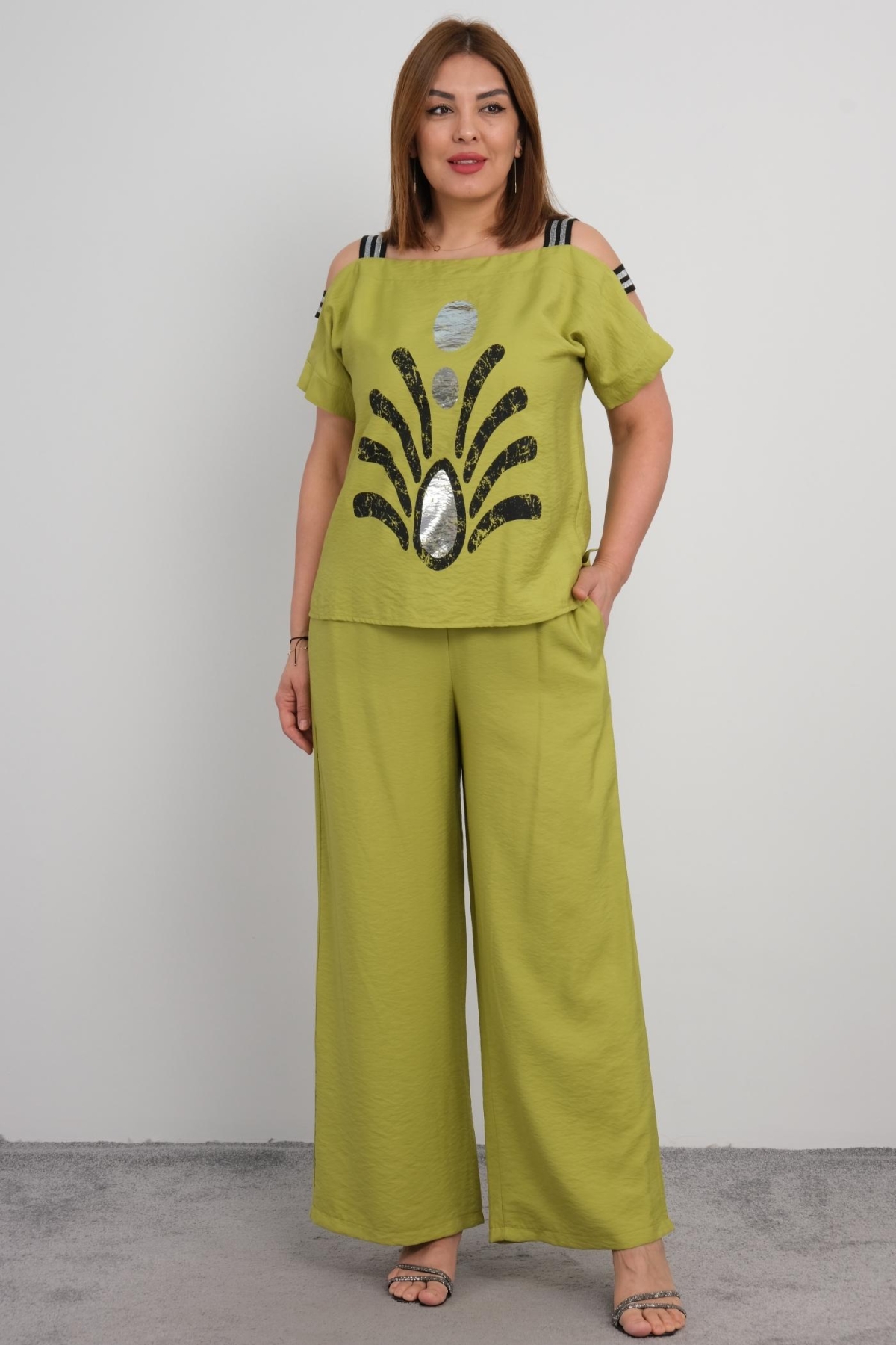 Plus Size Two-Piece Set-Green