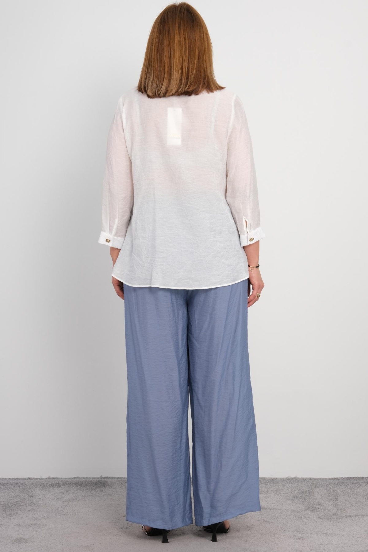 Plus Size Blouse and Pants Set-Indigo