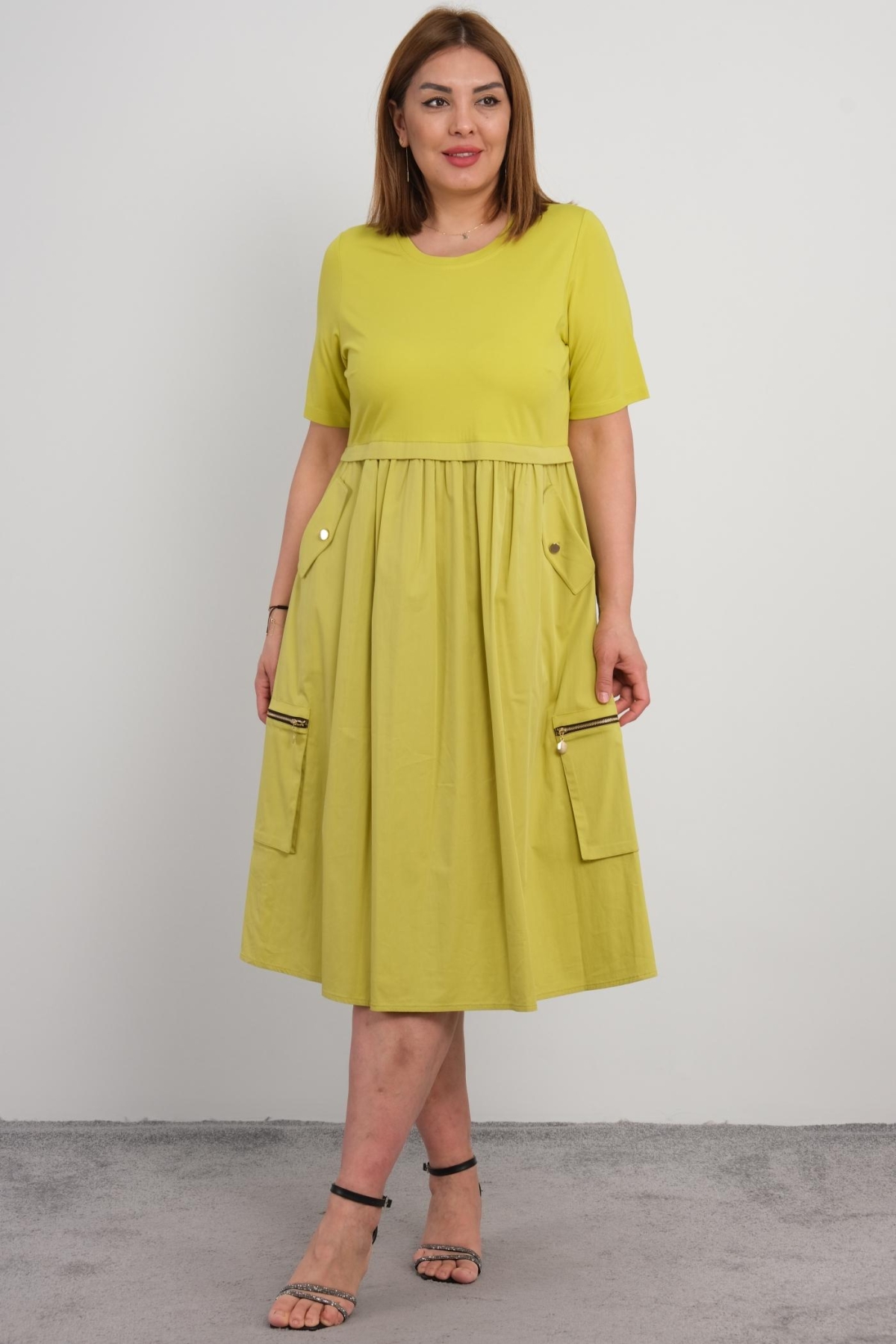 Casual Plus Size Dress-Green