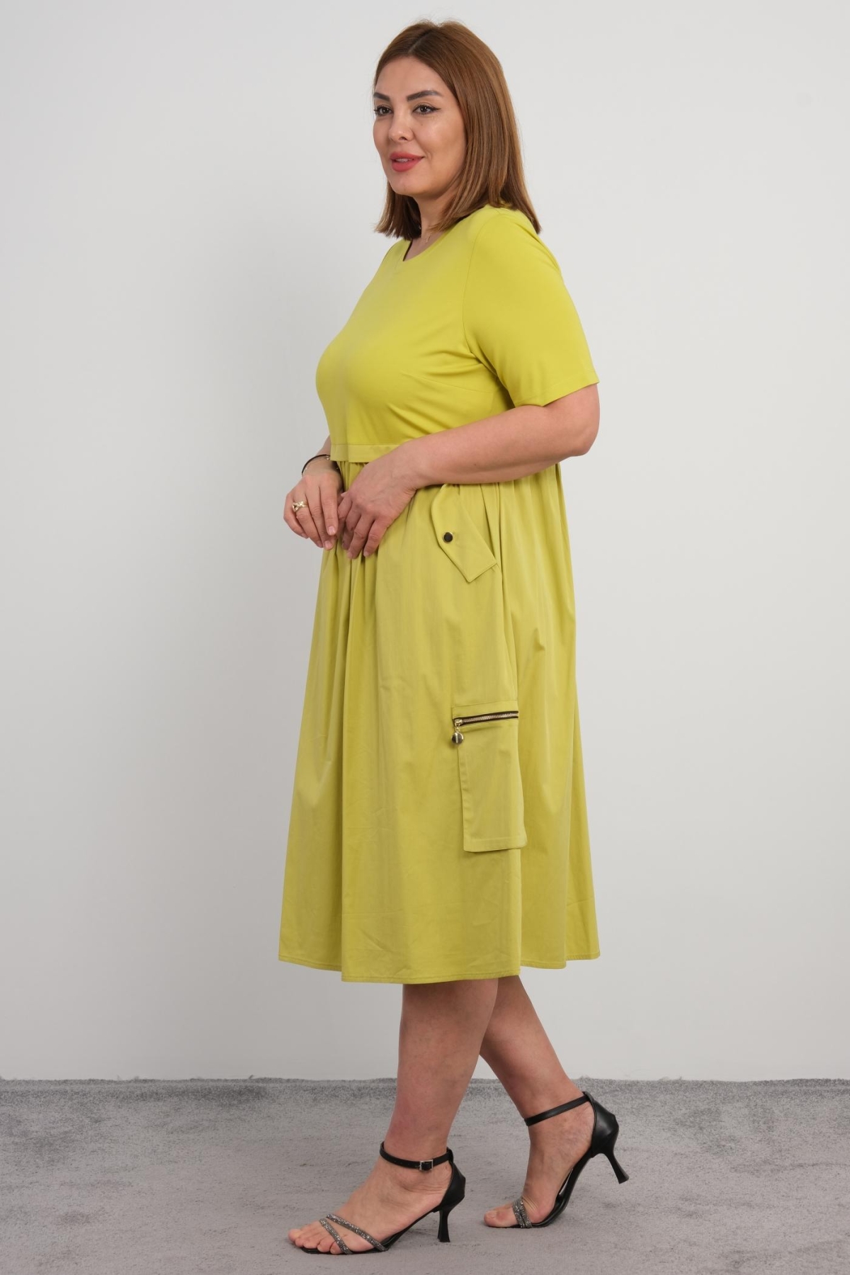 Casual Plus Size Dress-Green
