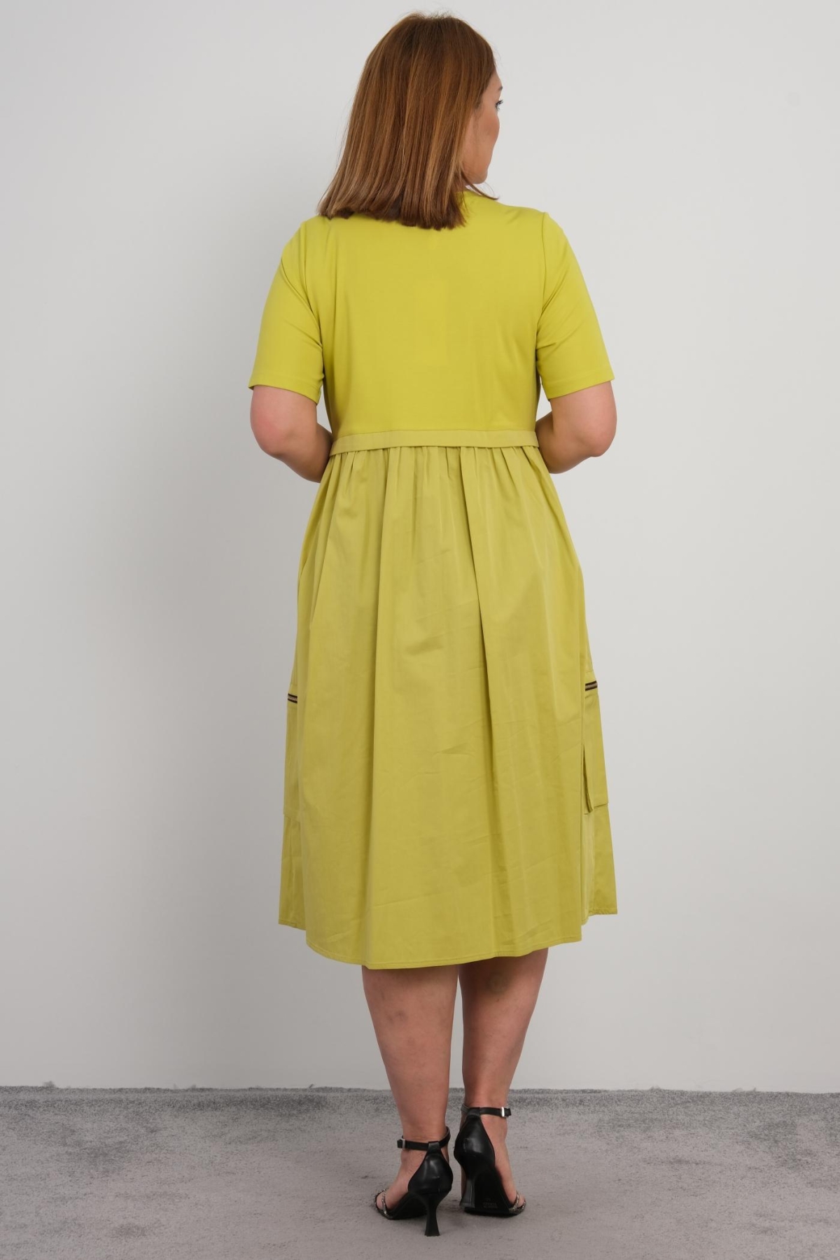 Casual Plus Size Dress-Green