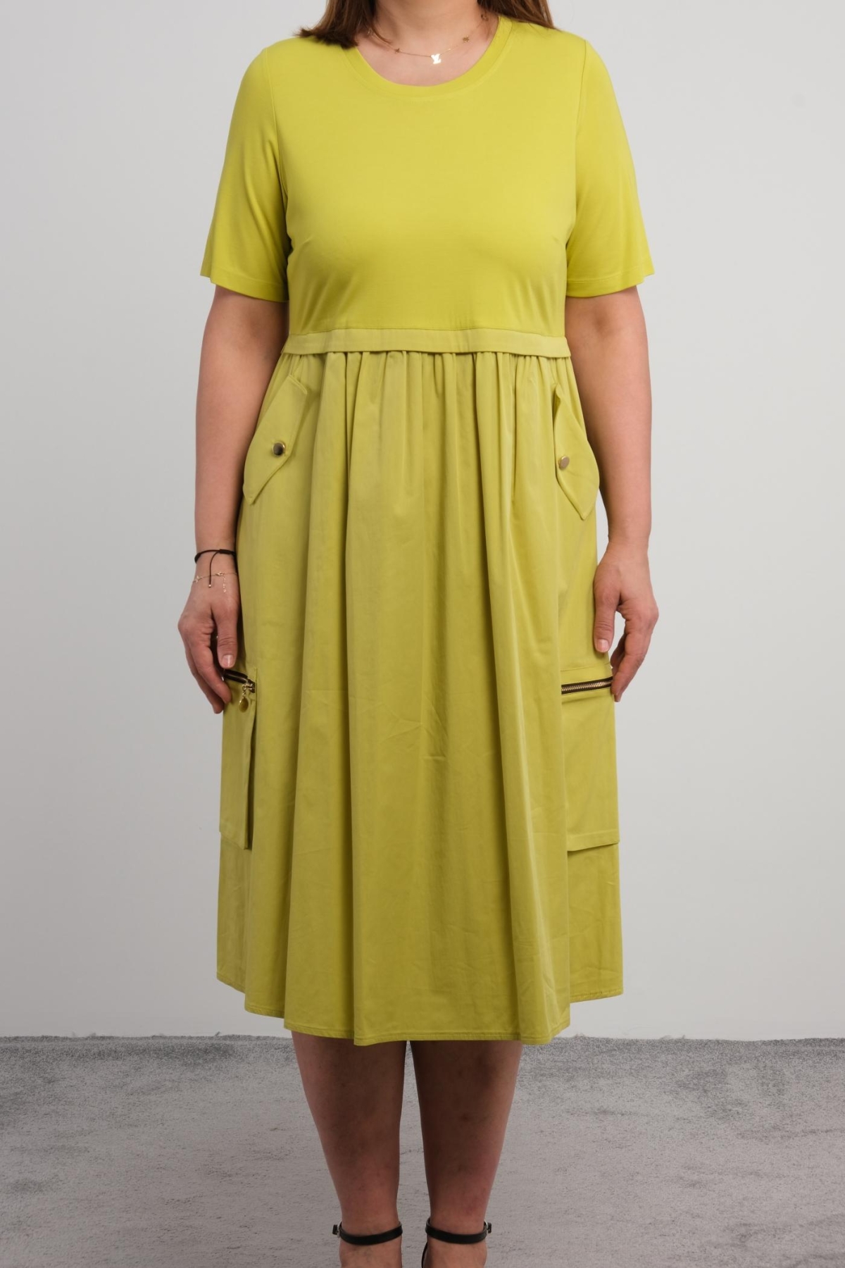 Casual Plus Size Dress-Green