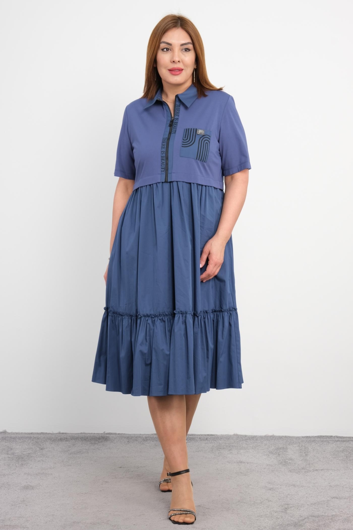 Plus Size Dress-Indigo