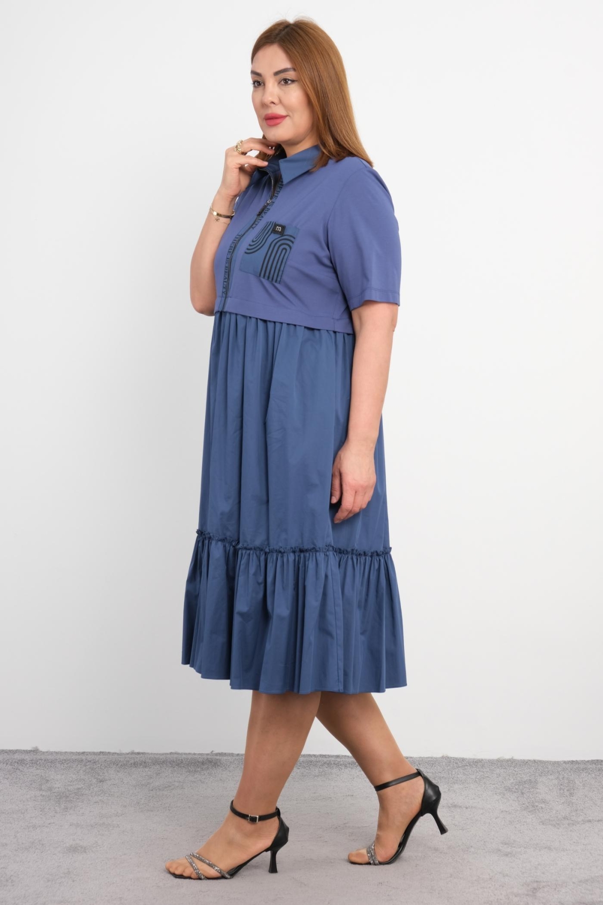 Plus Size Dress-Indigo