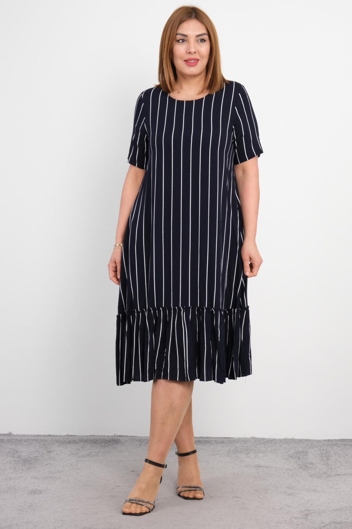 Plus Size Dress-Dark Blue