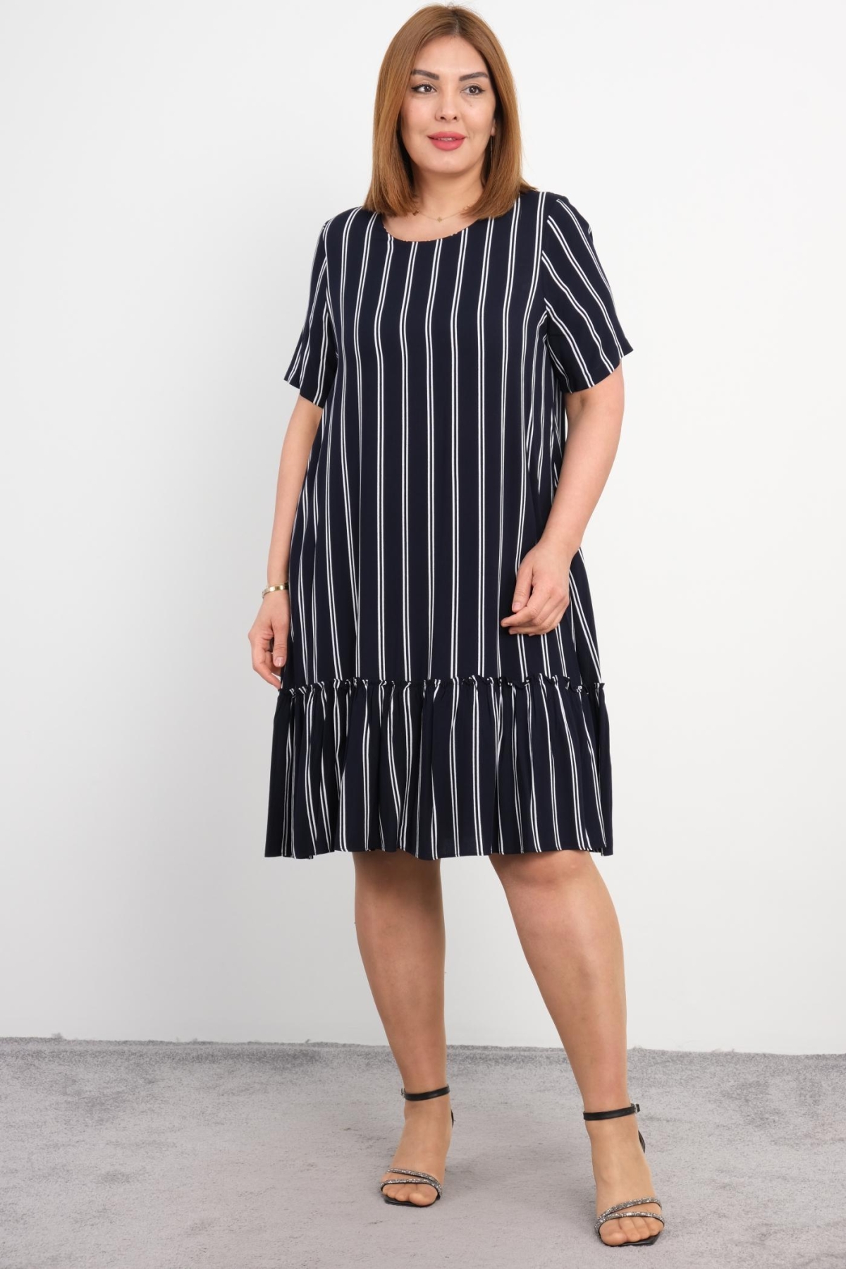 Super Plus Size Casual Dress-Dark Blue