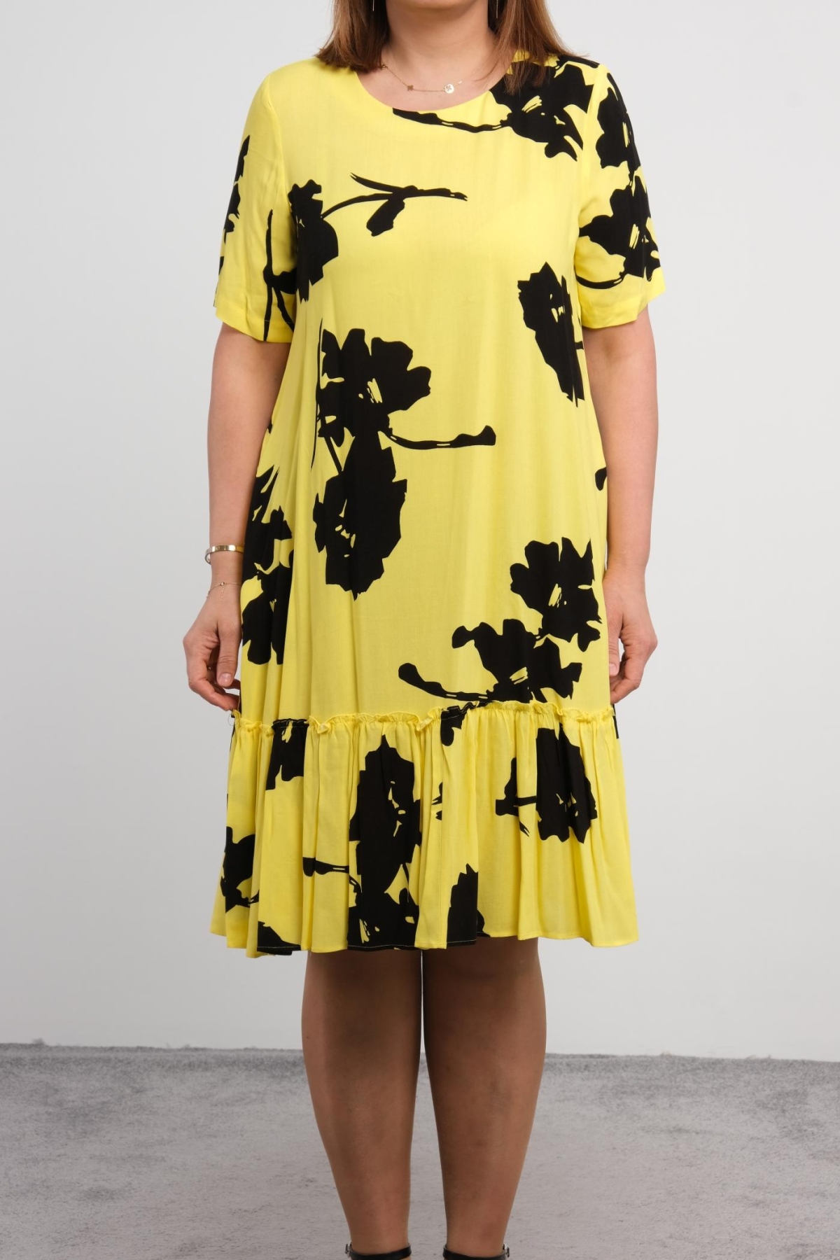 Super Plus Size Casual Dress-Yellow