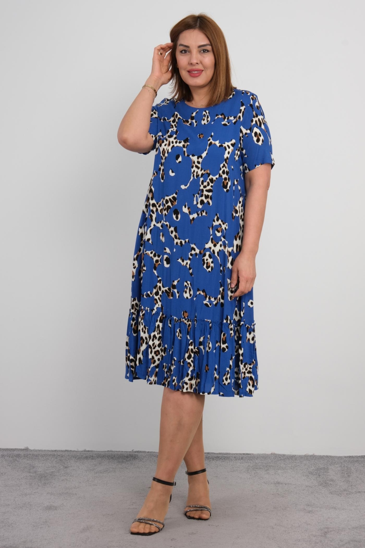 Super Plus Size Casual Dress-Bright Blue
