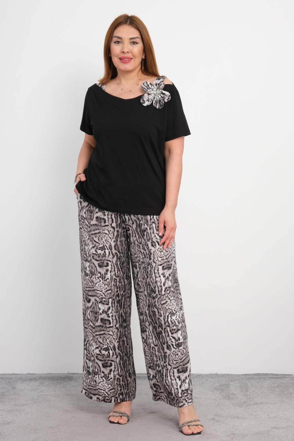 Plus Size Two-Piece Set-Black