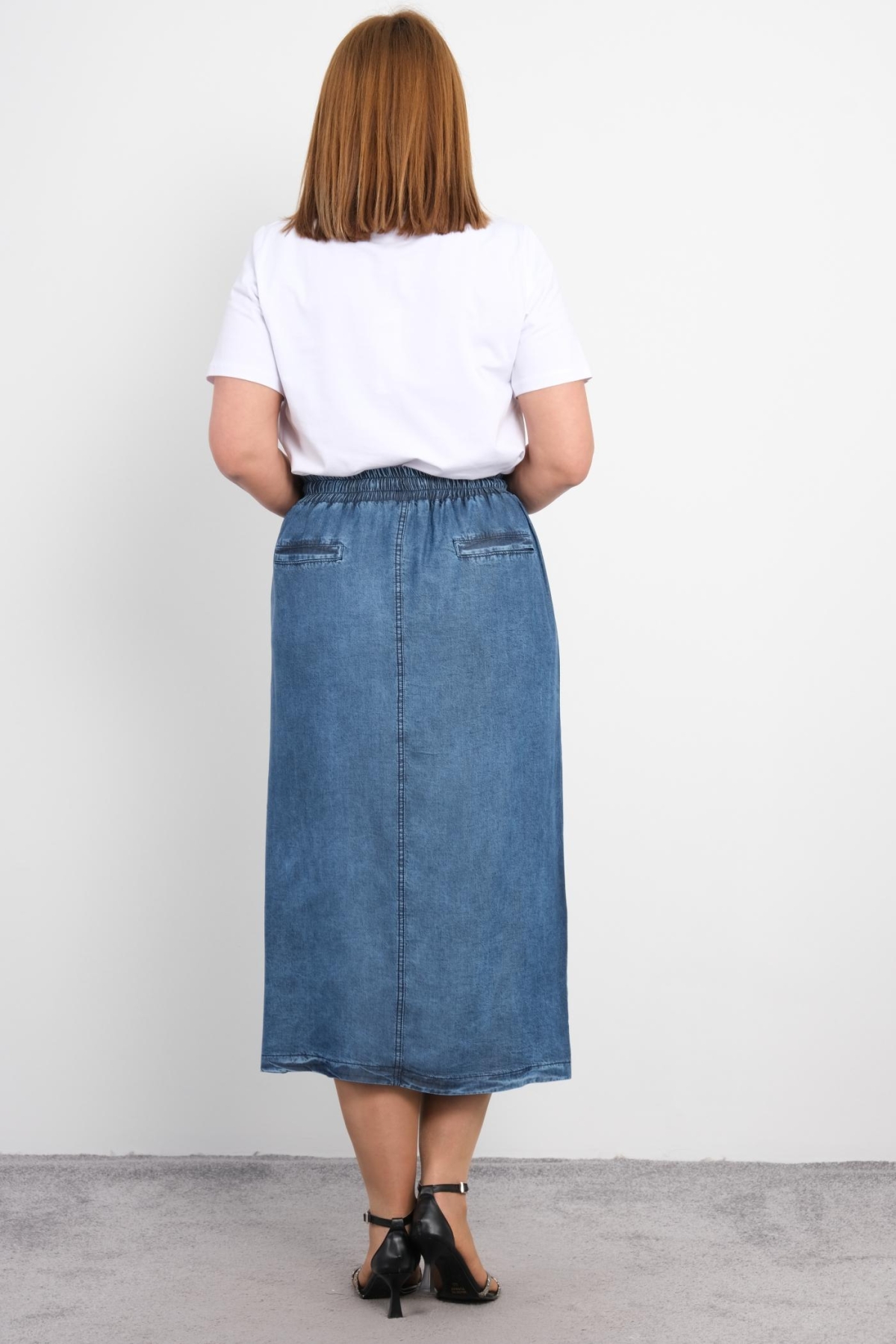 Plus Size Blouse and Skirt Set-Blue