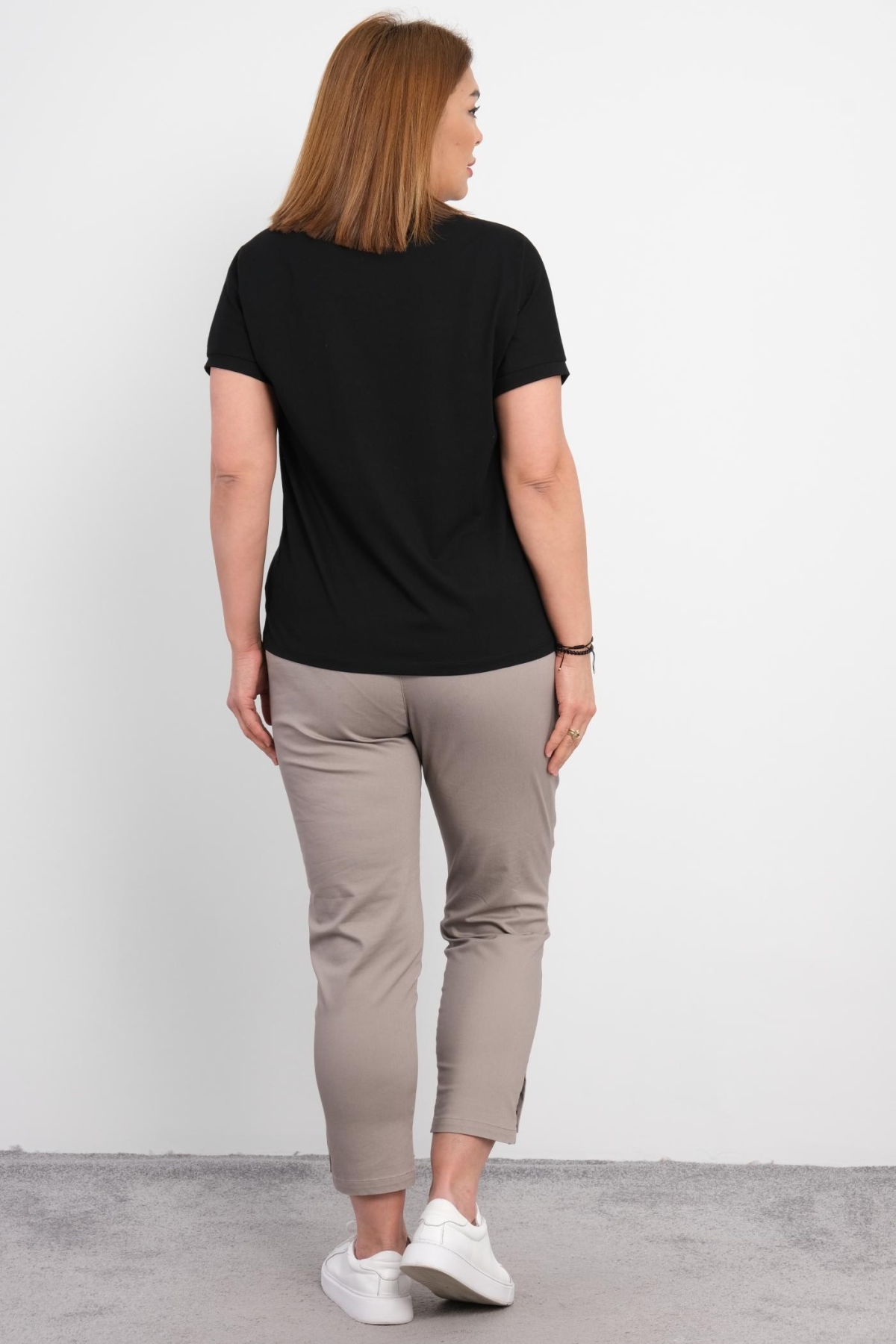Plus Size Blouse and Pants Set-Black