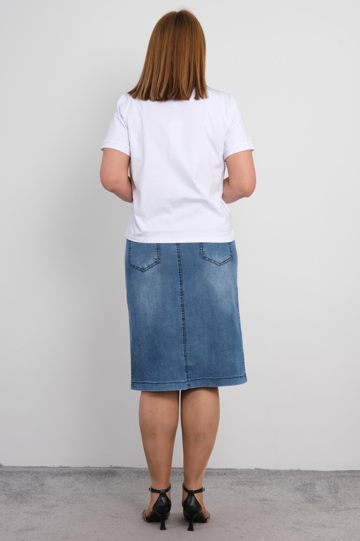 Plus Size Blouse and Skirt Set-White