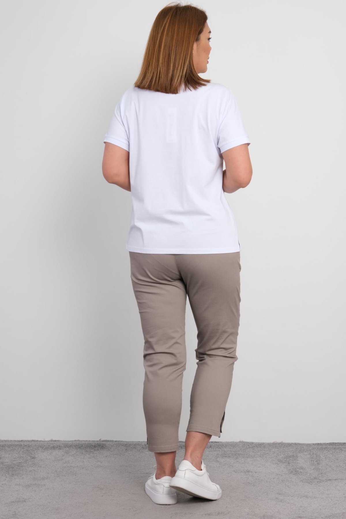 Plus Size Blouse and Pants Set-White