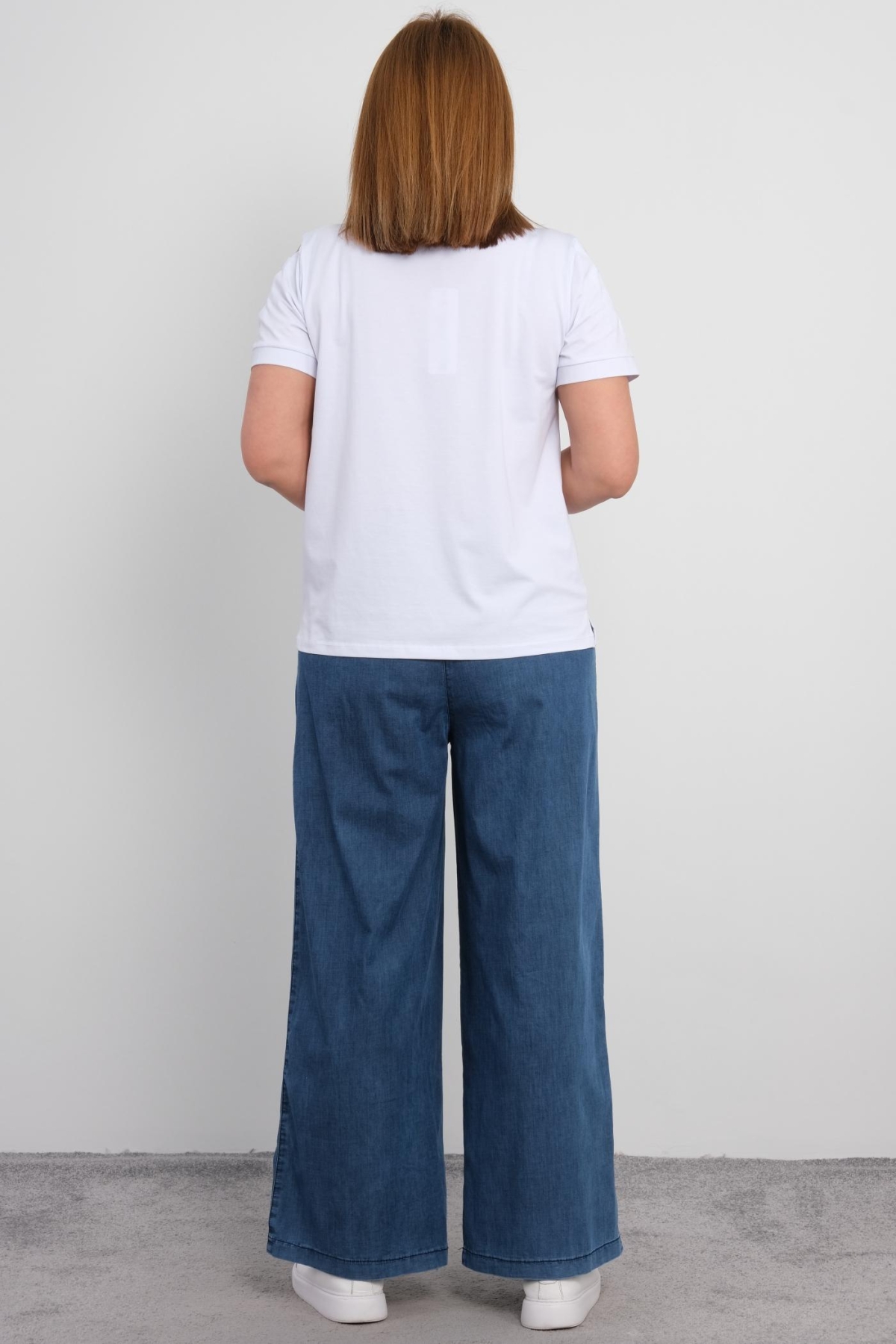 Plus Size Blouse and Pants Set-White