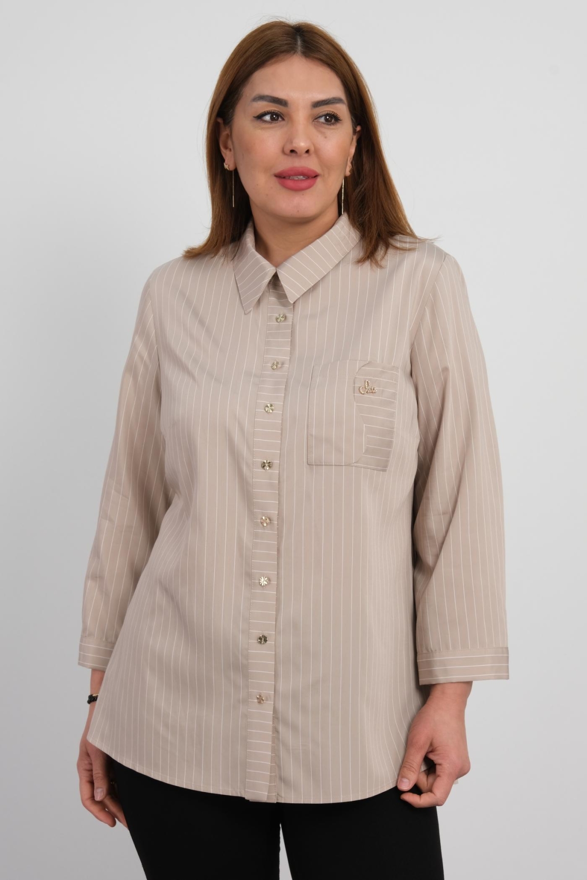 Plus Size Shirt-Beige