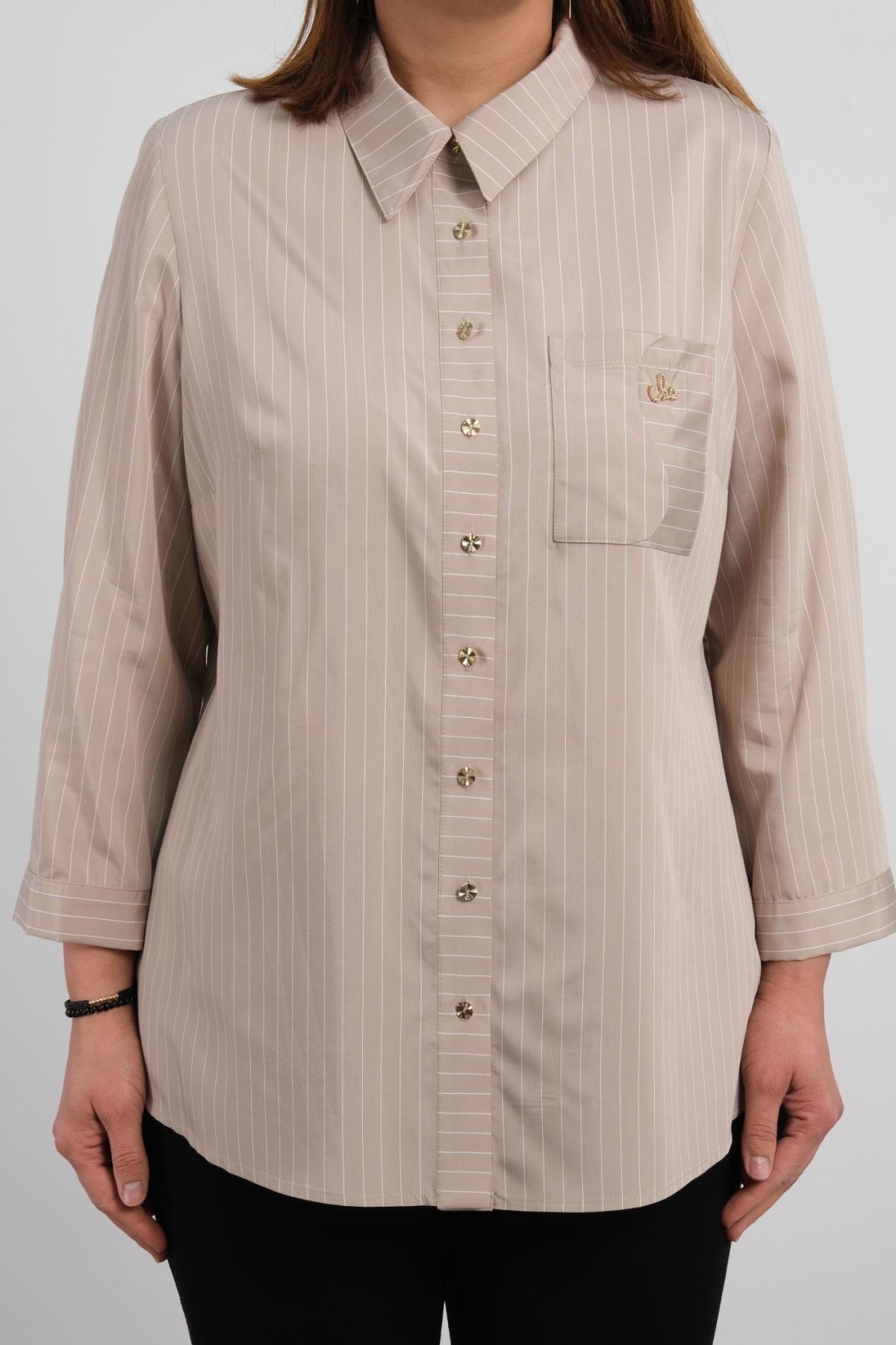 Plus Size Shirt-Beige