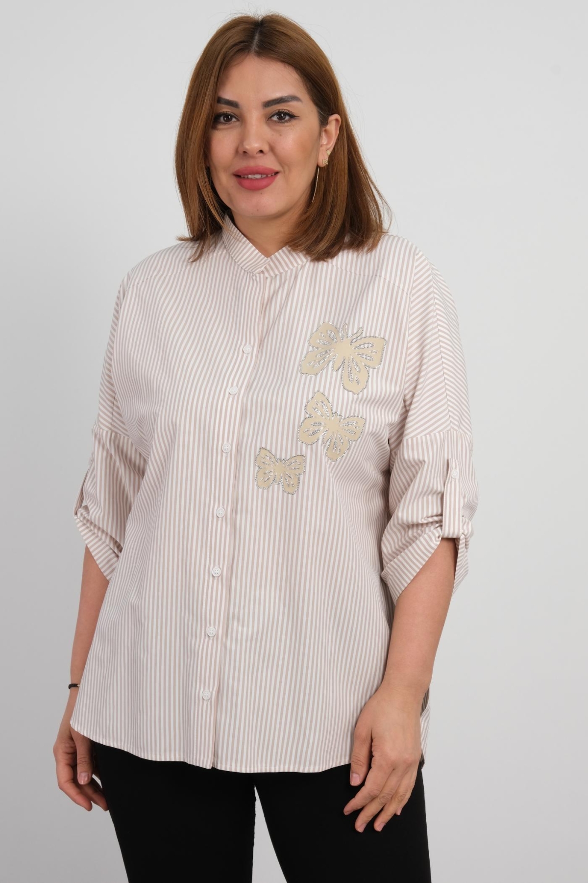 Plus Size Shirt-Beige