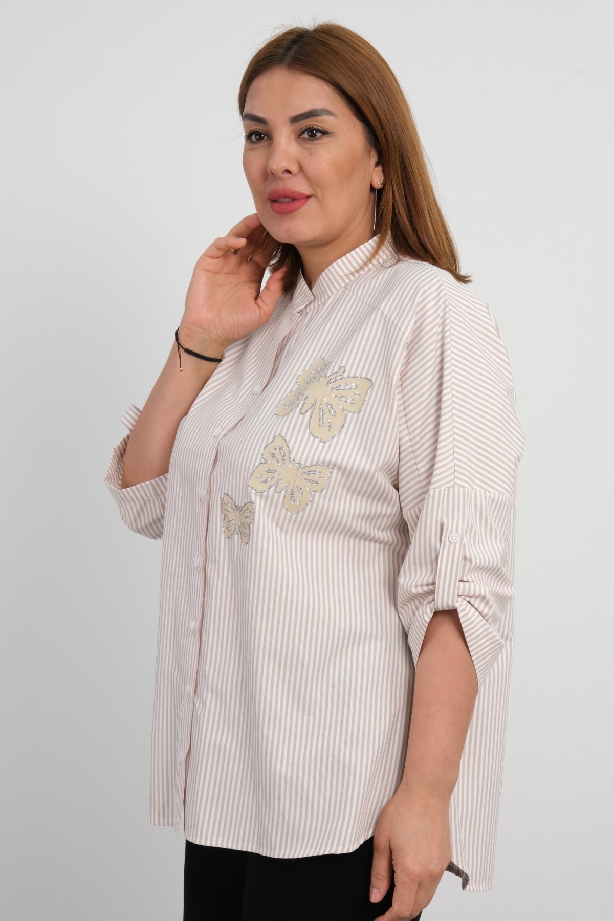 Plus Size Shirt-Beige