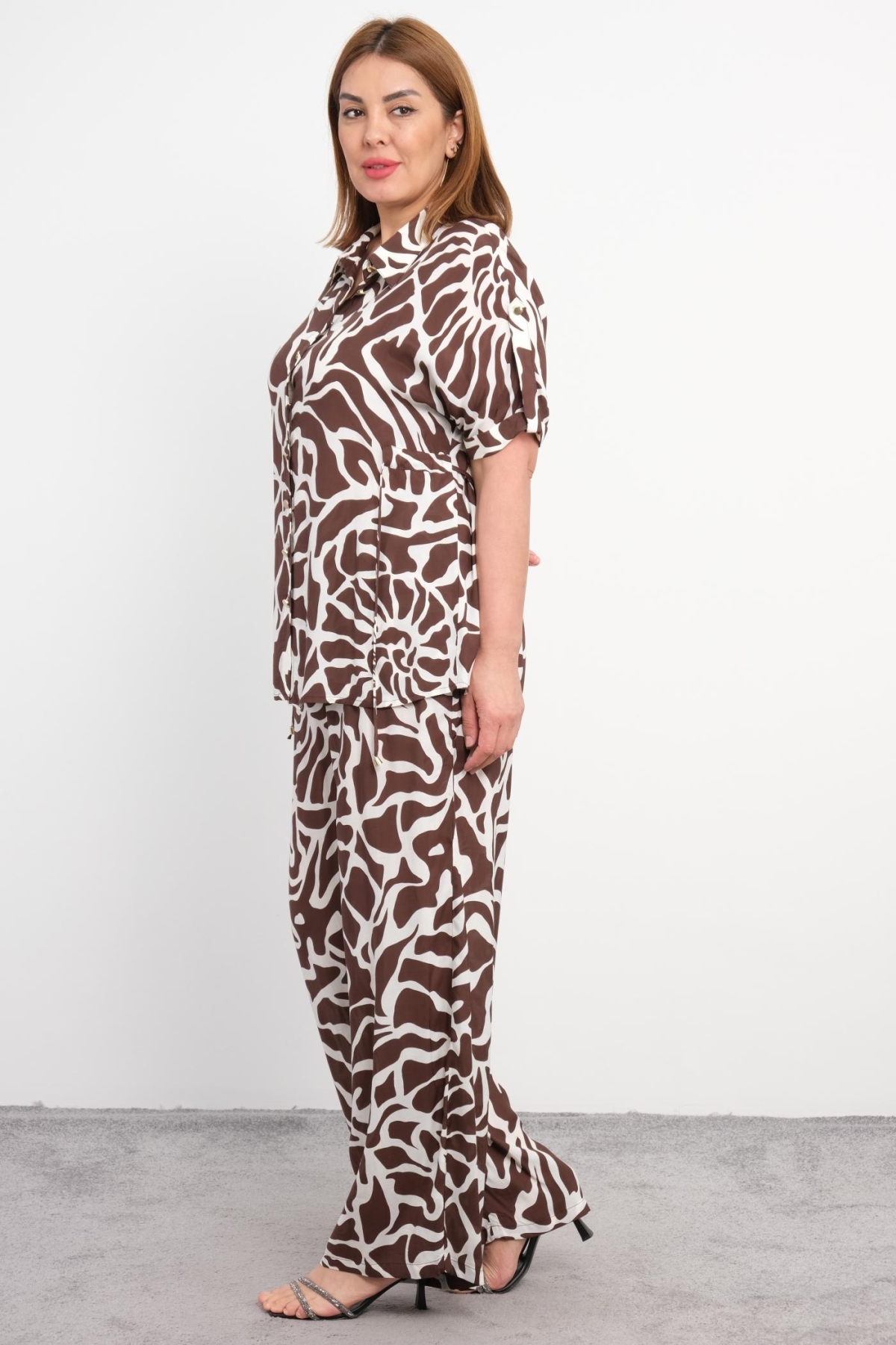 Plus Size Two-Piece Set-Brown