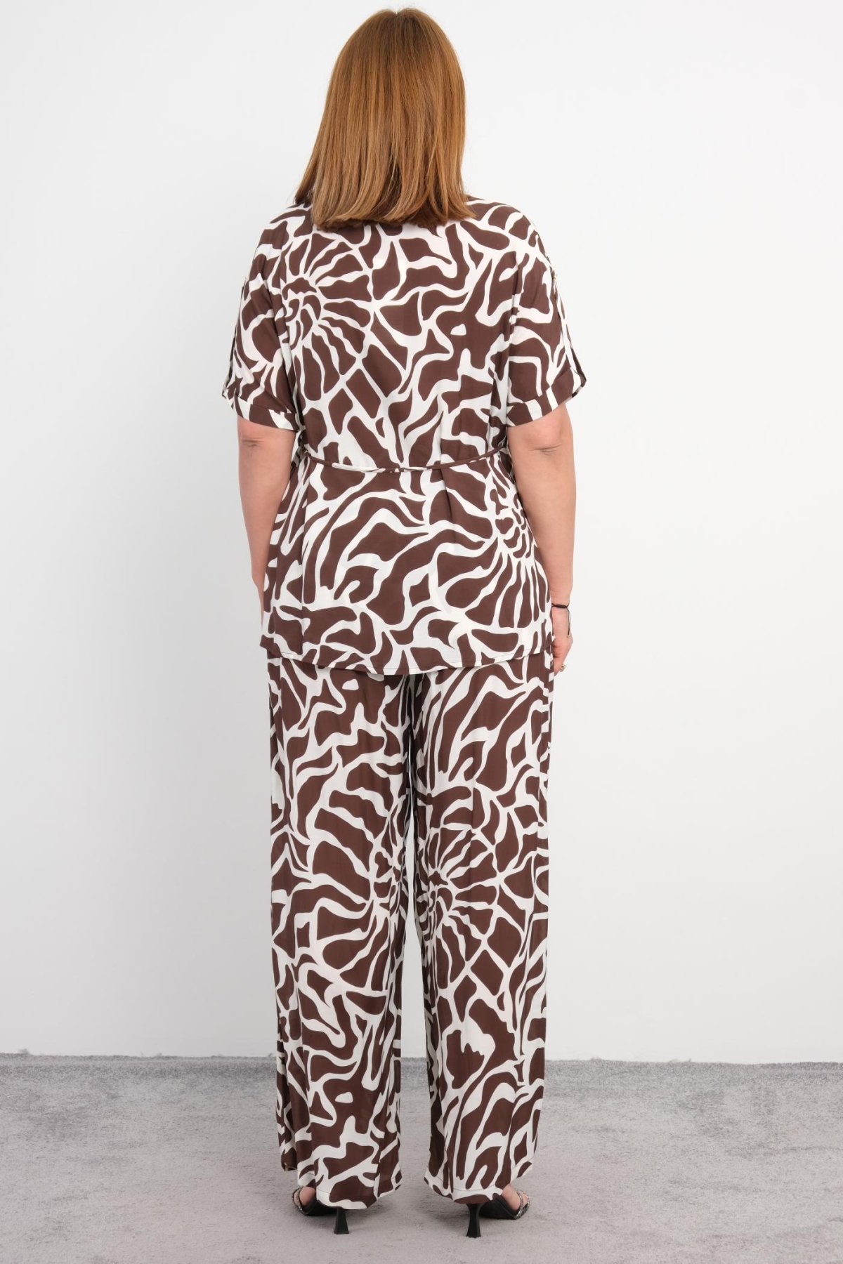 Plus Size Two-Piece Set-Brown