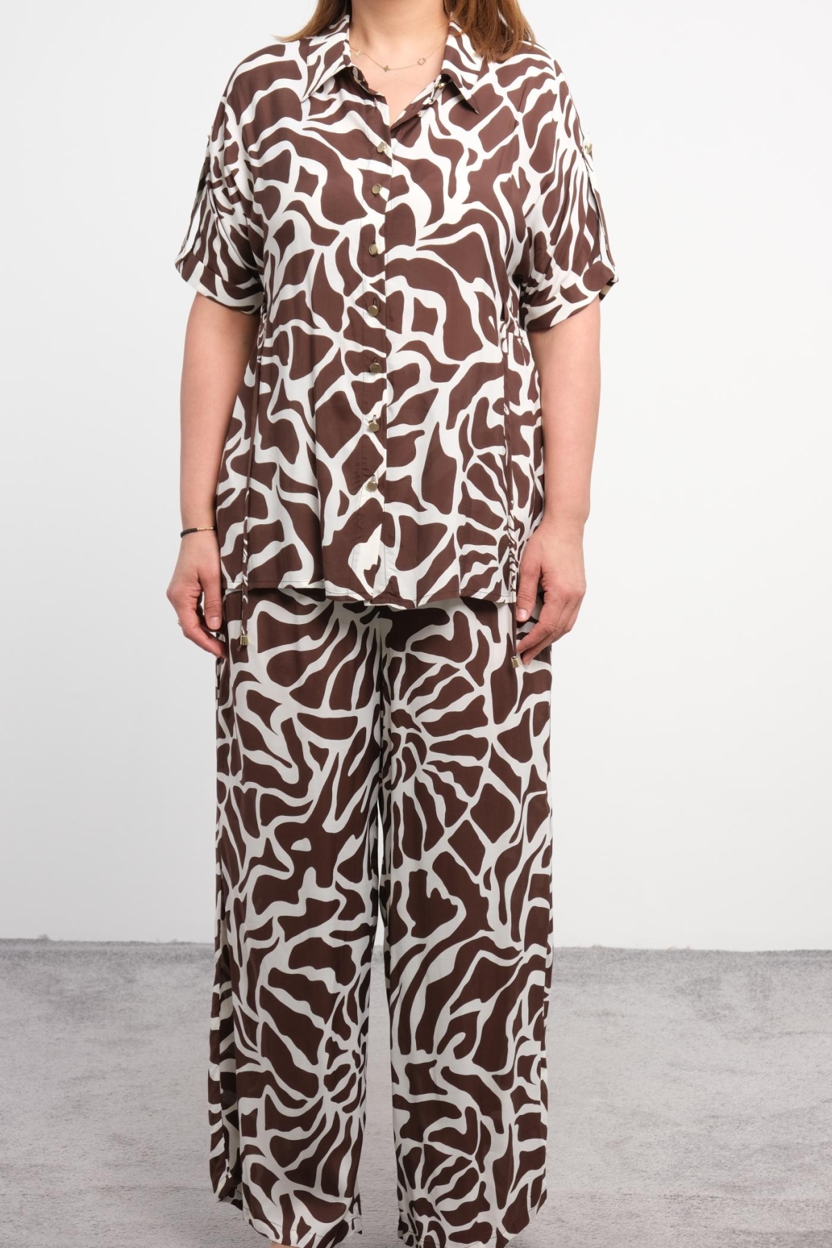 Plus Size Two-Piece Set-Brown